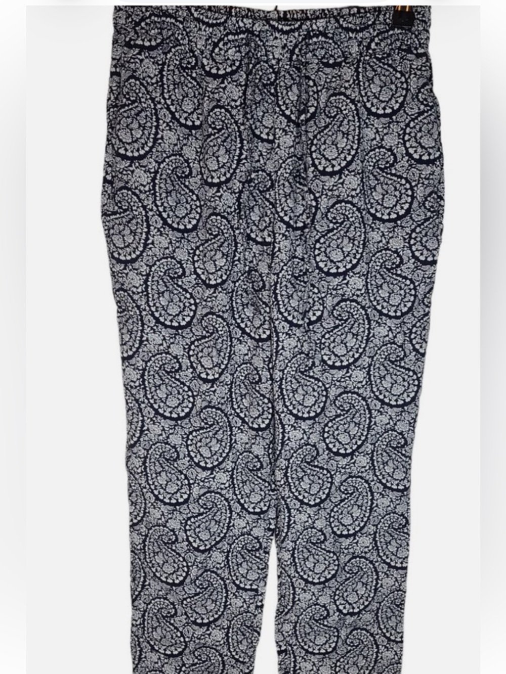 Talbots Navy and White Paisley Wide-Leg Pants